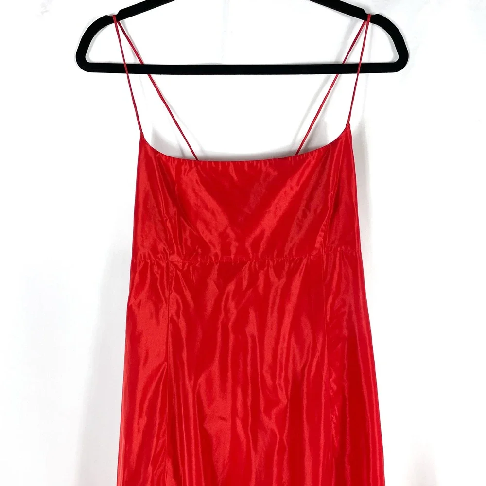 Staud Florence Gown Red Maxi Dress Spaghetti Strap Sleeveless A-Line Sz L - Picture 9 of 16